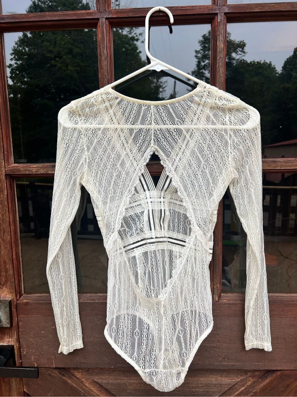 Hello Molly Duckworth White Sheer Lace Bodysuit S $69 - Picture 5 of 8